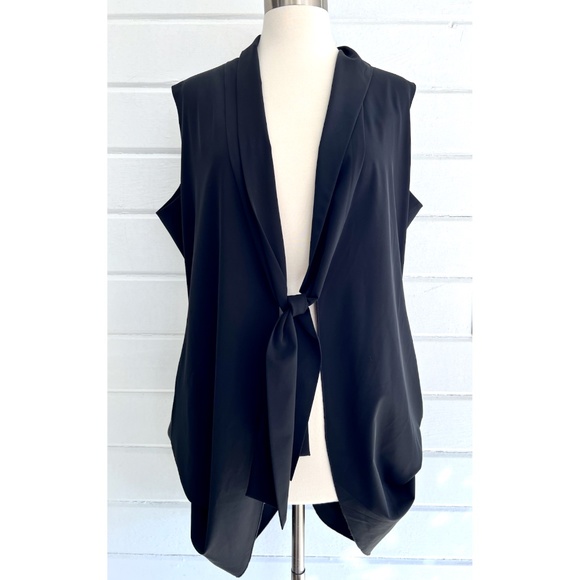 ELM DESIGN Lagenlook Tie Front Long Vest with Draped Back - 2 (US 8-10) - Picture 2 of 13